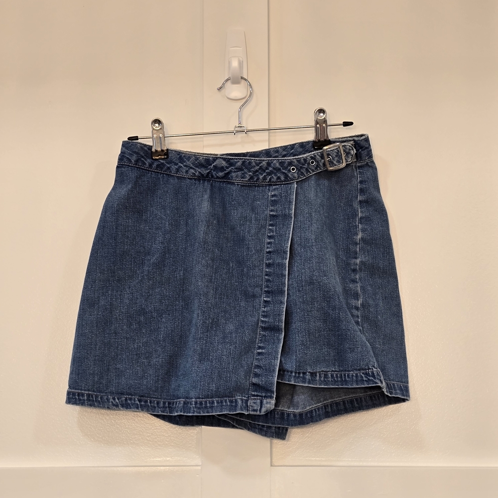 Denim Skort With Buckle